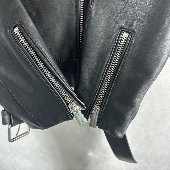 Anine Bing Lamb Leather Black Moto Biker Jacket Size XS - Picture 6 of 16
